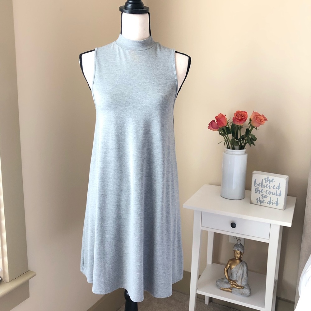 Topshop Gray Mock Neck Sleeveless Dress 6